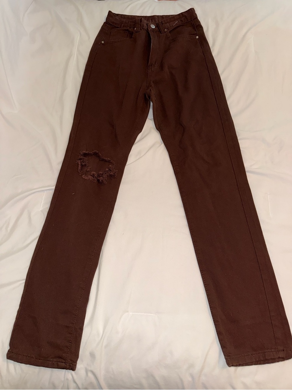 SHEIN Chocolate Brown Straight-Leg Jeans